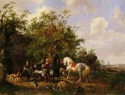 Wouterus Verschuur Compagny with horses and dogs at an inn USA oil painting artist